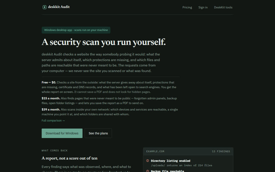 deskkit Audit screenshot